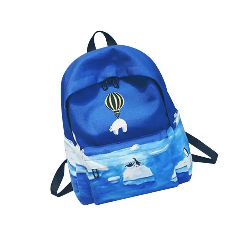 

Newest Design Fire Ballon Animal Embroidery Backpack 3D Landscape Printing Backpack School Bags For Teenager Girls Rucksack