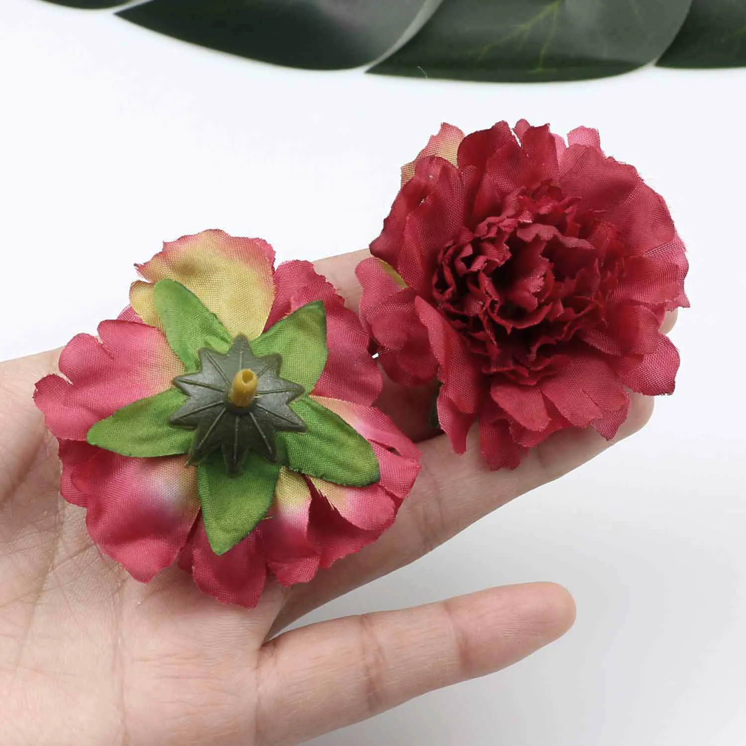 

Burgundy Flower heads bulk Crafts Silk Artificial Peony Flower Head for Garden Wedding Decoration Brooch Fake Flowers 20pcs 6cm