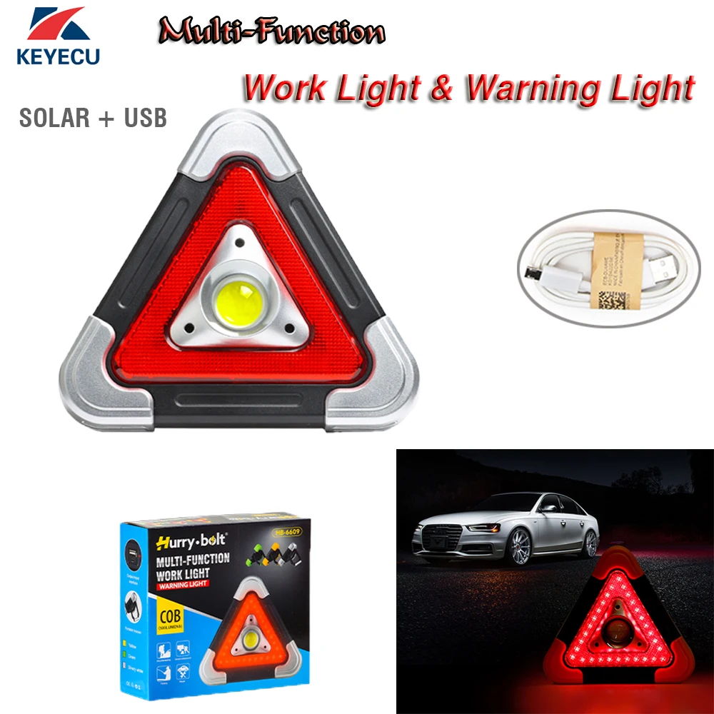 

Keyecu Multi-functional Solar+USB Charging Tripod Warning Lamp COB Working Lamp Emergency lights for car Silver corner
