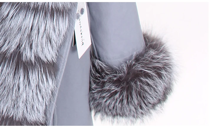 Maomaokong Новое модное зимнее пальто длинные натуральным лисьим меховой воротник енота меховая подкладка куртка женская