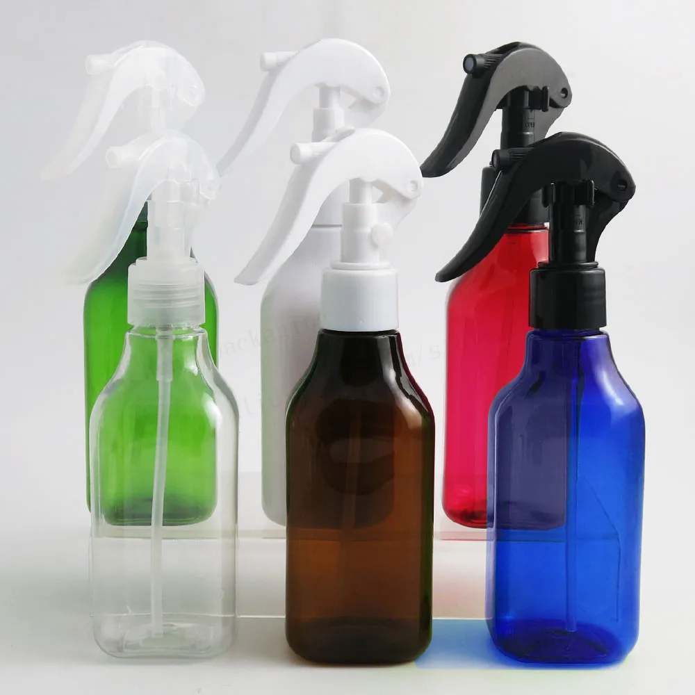 

200ml 6.66oz Oblique shoulder Refillable Clear Amber Blue White PET Plastic Shampoo liquid Lotion Bottle with Trigger Pump