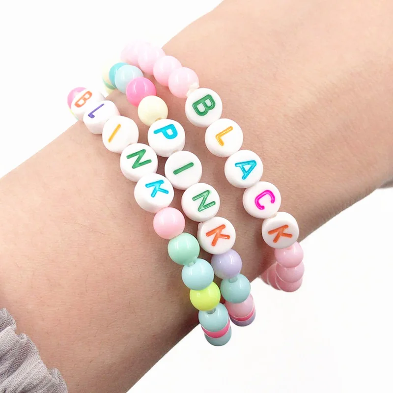 

New Kpop BLACKPINK WORLD TOUR LISA Same Style Wristband Colored Letters Women Bracelets Fashion Jewelry Accessories
