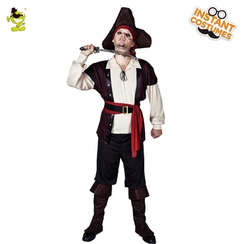 

QLQ Adult Men's Cool Pirate Costume Imitation Scary Pirate Clothing Role Play Halloween Party for Purim Party Male Pirates