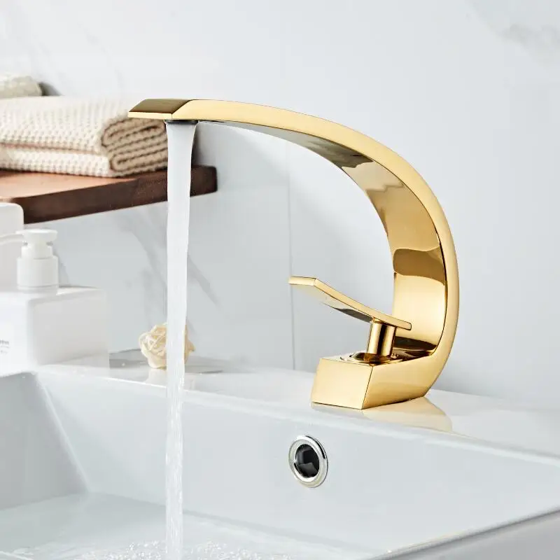 Online Tuqiu Becken Wasserhahn Gold Bad Waschbecken Mischbatterie Messing waschbecken Wasserhahn Einzigen Griff Einzigen Loch Kran Für Bad 8 farben
