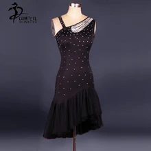 Diamond Latin Dance Dress salsa tango Ballroom Competition Group Dance Dress for women pleated practice costume