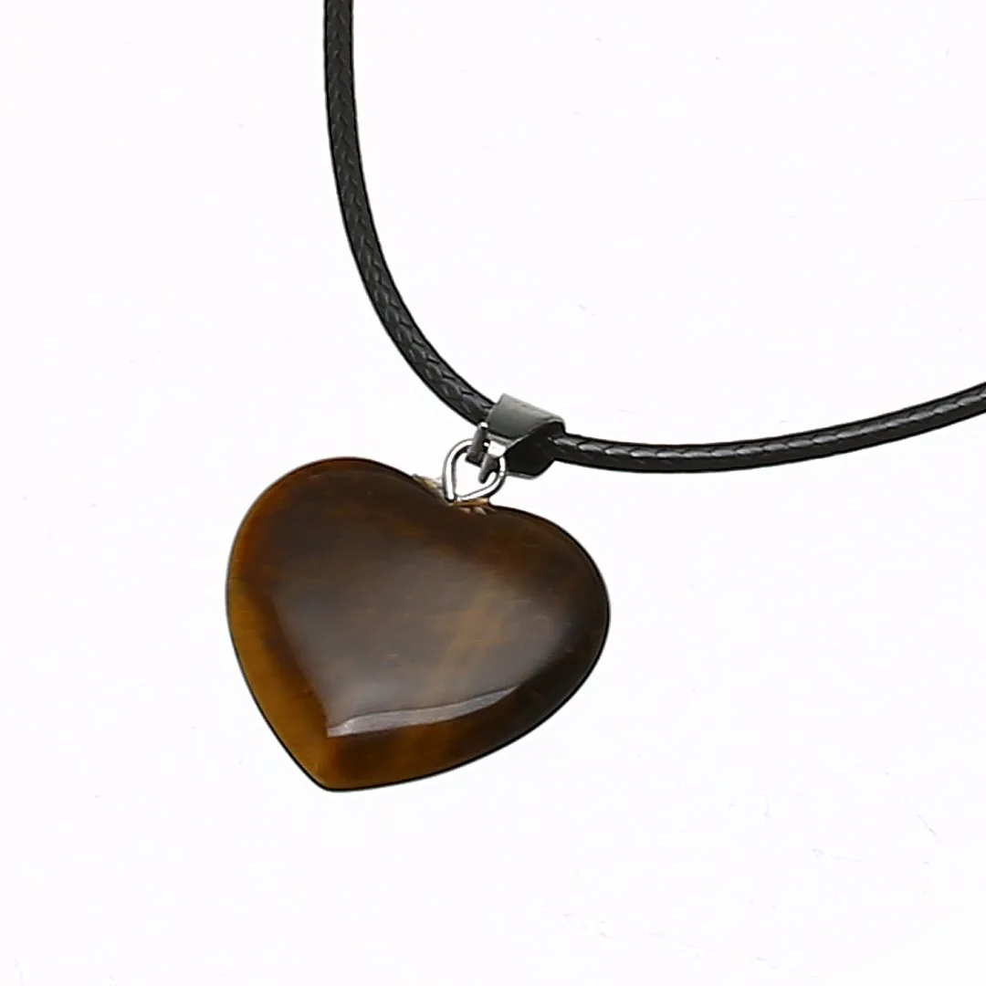 Shellhard Love Heart Necklaces for Women Natural Stone Leather Chain Necklace & Pendant Femme Bijoux Charm Jewelry