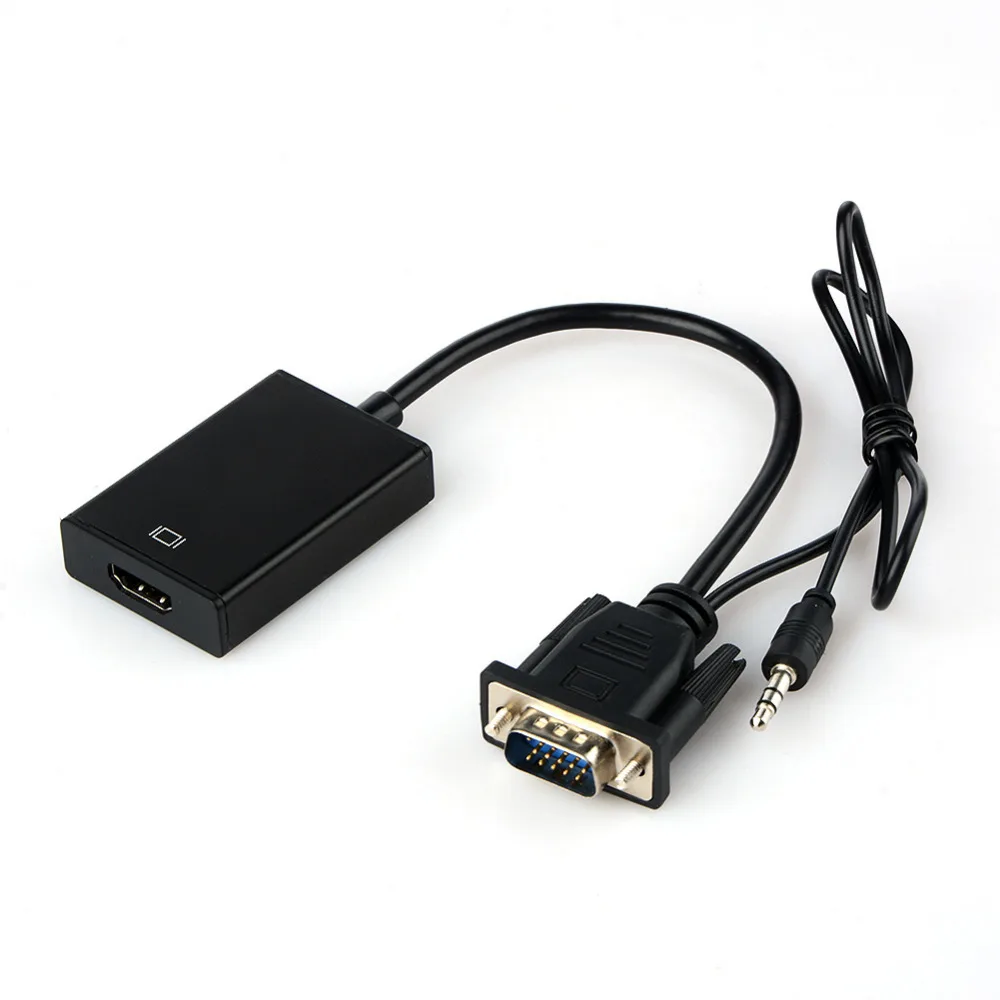 

VGA Male To HDMI Output 1080P HD + Audio TV AV HDTV Video Cable Converter Adapter