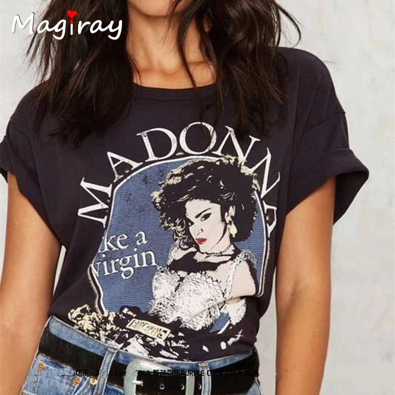Крем Madonna Like A Virgin с буквенным принтом Футболка для женщин 2020 летнее платье