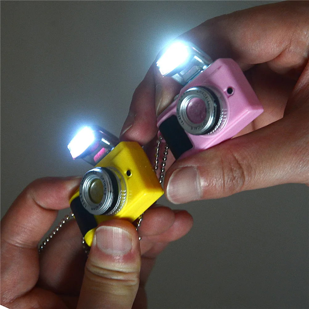 Мини светодиодный светящийся звук светящийся кулон сумка для ключей Аксессуары игрушка пластиковая камера автомобильные брелки Детские Цифровые зеркальные камеры игрушки