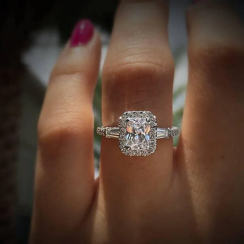 

Classic Engagement Ring Square Design AAA White Cubic Zircon Female Women Wedding Band CZ Rings Jewelry Gifts Z4M310