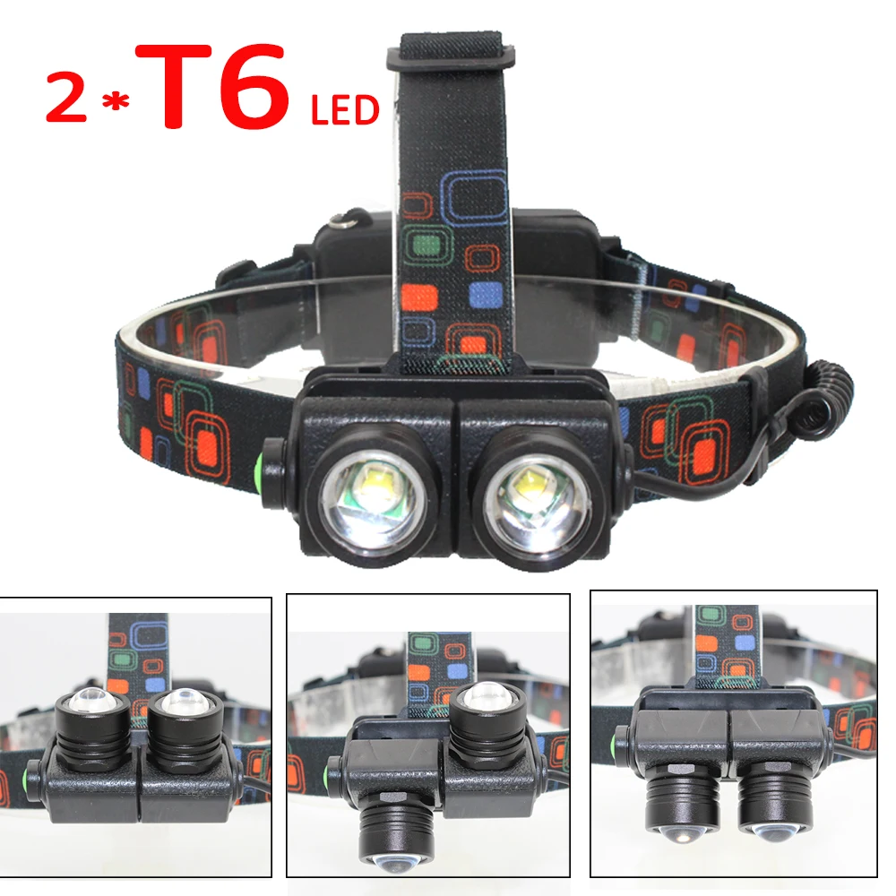 

Utral Bright 2x XML T6 LED Headlamp Headlight 4 Mode Head Lamp Light Flashlight Torch Lantern For camping Use 18650 Battery