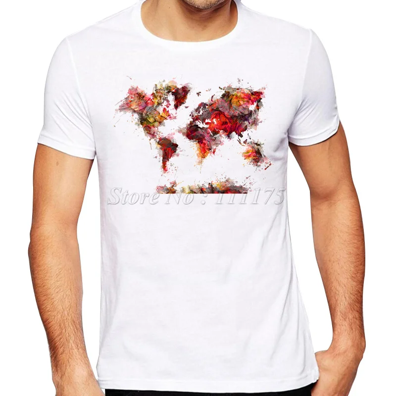 2017 Men S Summer Fashion Future World Map Printed T Shirt