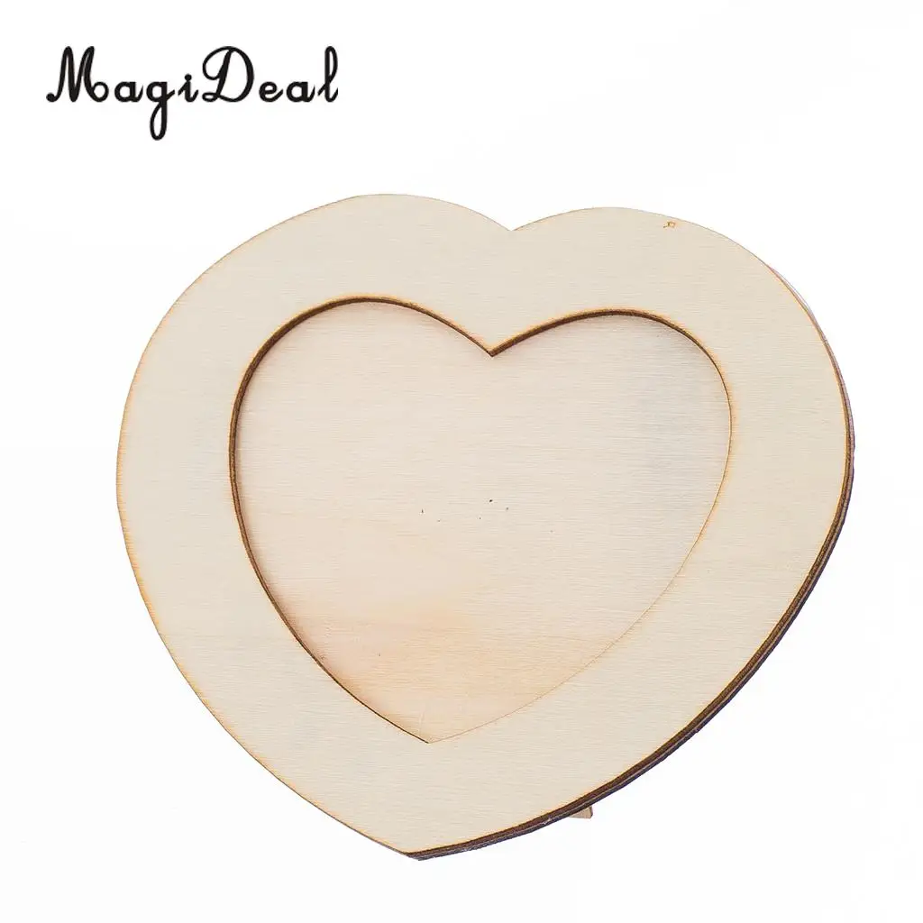 MagiDeal Wooden LOVE HEART Photo Frame DIY Picture Frame Art Craft Base