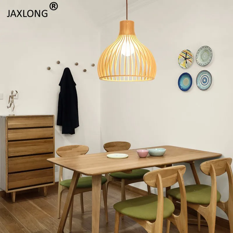 

Japanese Style Solid Wood Pendant Lamp Restaurant Creative hanging lamp Light Fixture Living Room Bedroom lustre Pendant Lights