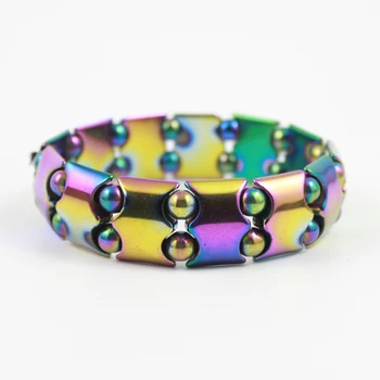 

hot sale rainbow color hematite wave shape beads bracelet anklet weight loss jewelry HB1020