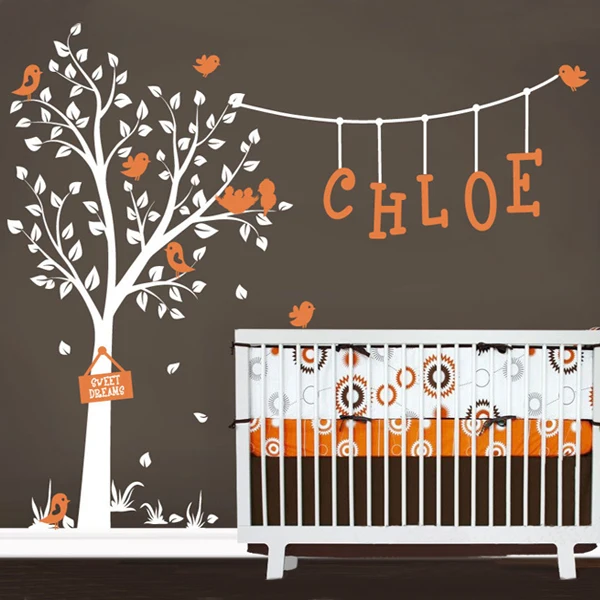 Us 45 99 Nursery Wall Decals Cute Garden Tree Decal With Custom Name And Birds For S Boys In Us 45 99 Nursery Wall Decals Cute Garden Tree Decal With Custom Name And Birds For S Boys In