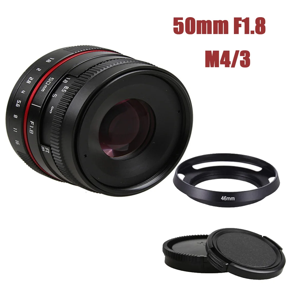 Объектив фотокамеры 50 мм f/1 8 APS C F1.8 для Olympus Panasonic M4/3 M43 MFT EP5 OMD EM5 E M1 Mark II M5