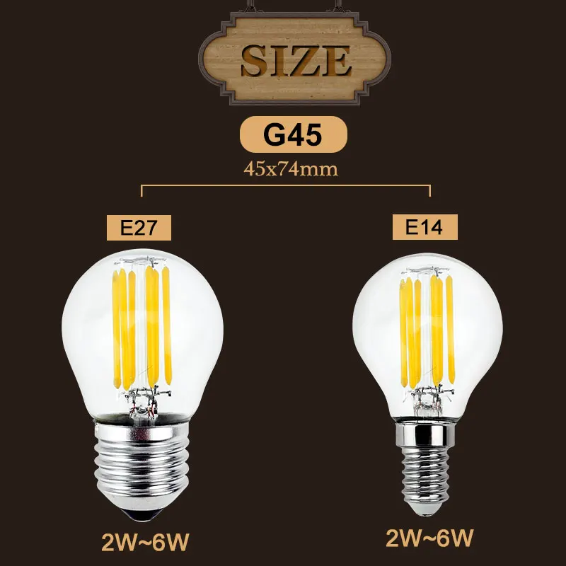 Светодиодный нити свет затемнения E27 220 V 240 4 W 8 12 16 Стекло Корпус Эдисон Blub E14