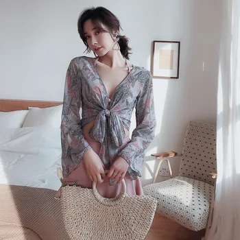 

May Women's Beach 2019 Bathing Suit Women Push Up Swimsuits Plus Size Swimsuit Female Three Piece Sexy Smock Print Polyester