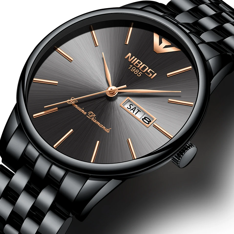 

NIBOSI Luxury Brand Men Simple Waterproof Quartz Watch Men Full Steel Business Date Clock Men Gifts Relogio Masculino