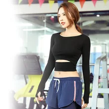 Женские укороченные топы для занятий йогой и тренажерного зала, рубашки для йоги, топы для тренировок с длинным рукавом, спортивные футболки для фитнеса, бега, тренировок, йоги, спортивная одежда