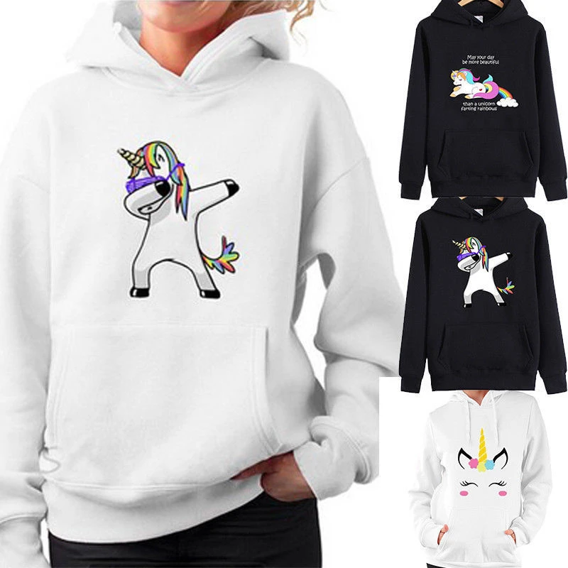 Nueva moda 2018 Sudadera con capucha de manga larga con estampado de caballo mujer|Sudaderas con capucha y sudaderas| - AliExpress