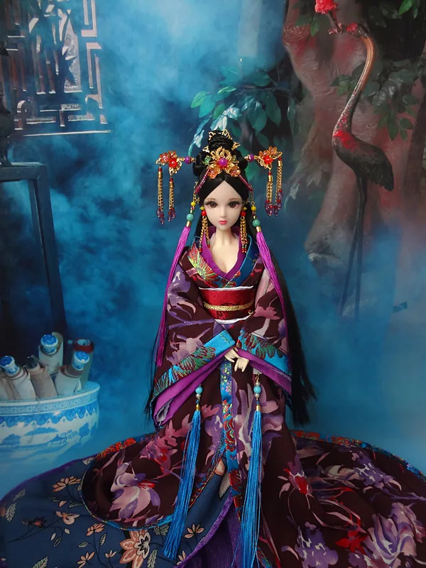 

32cm Collectible Chinese Princess Dolls Vintage Qing Dynasty Girl Dolls With Flexible 12 Joints Body/3D Realistic Eyes Gifts