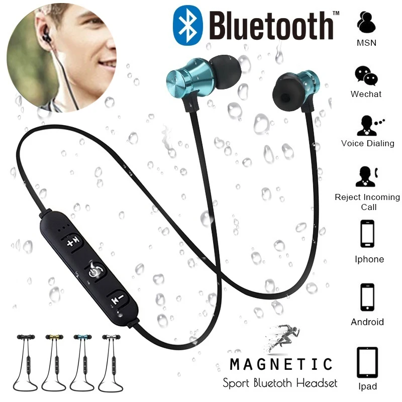 

Bluetooth Earphone Magnetic Attraction Waterproof Sport Headphone V4.1 with Charging Cable Young Earphones Build-in Mic earbuds