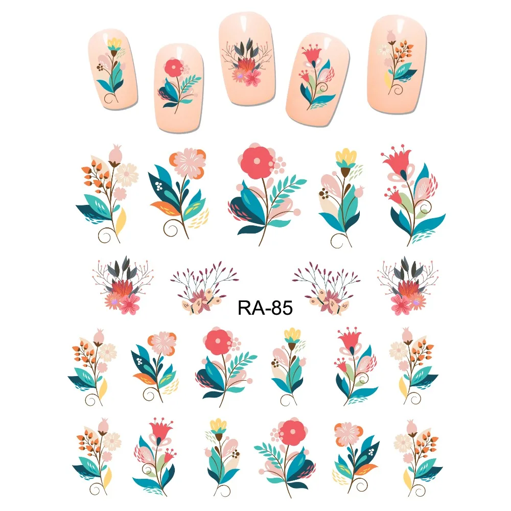 UPRETTEGO дизайн ногтей Красота воды Наклейка слайдер мультфильм милый цветок букет Любовь Роза Бутон RA85-90