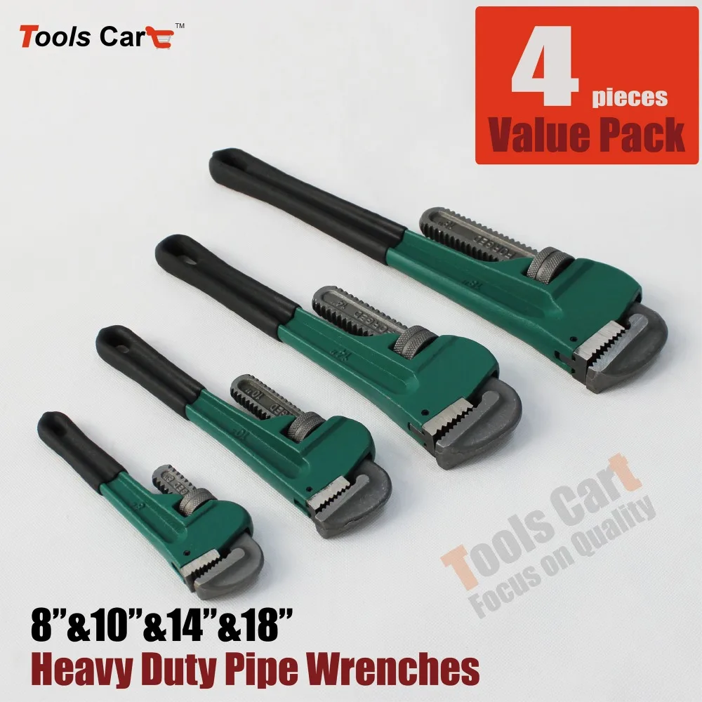 

4 pc Heavy Duty Adjustable Pipe Wrench Set 8" 10" 12" 14" P8101418