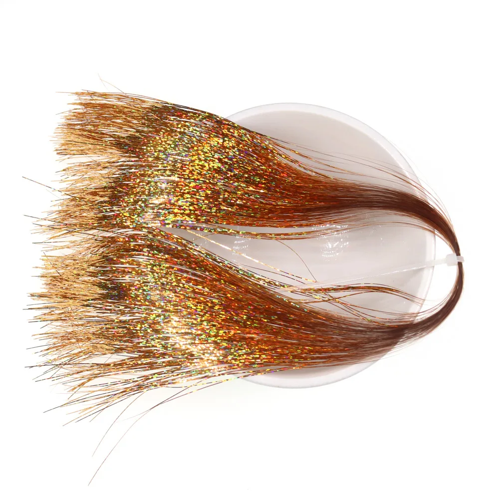 

2Packs Saltwater Steelhead Streamer Fly Tying Flat Holo Tinsel Flash Minniw Pike Fly Tying Material 0.35mm Silver Gold red