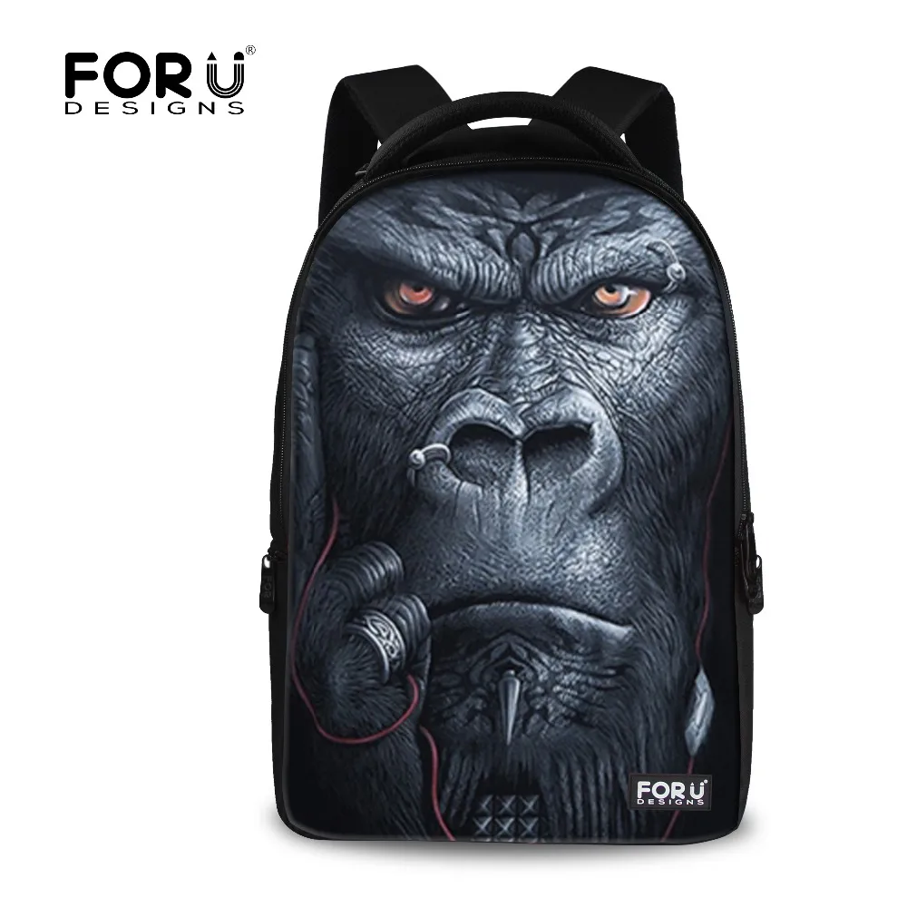 

FORUDESIGNS Cool 3D Animal Monkey Wolf Tiger Head Laptop Backpack for Men Women Large Size School Notebook Computer Bagpack
