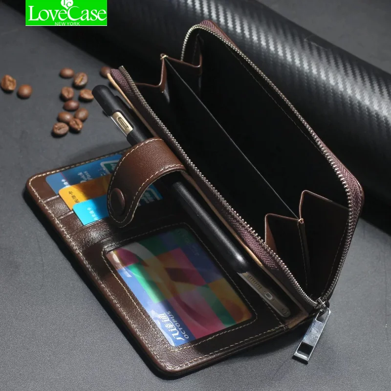 For iphone X Case Real Genuine Leather Case Wallet Cover for Iphone 8 7 Plus Flip Cover Zipper Phone Bag Classic Business case