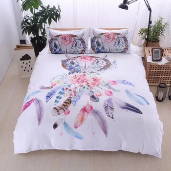 

Bohemian Mandala Bedding Set 3D Feather Dreamcatcher Deer Bedding Sets Luxury bed linen Duvet Cover Pillowcase Full Queen King