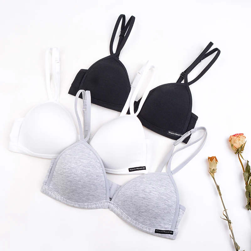 Femal Intimates Simple Triangle Cup Bra Seamless Brassiere Breathable Full Cotton Underwear Women Soft Thin Cup Sexy Lingerie