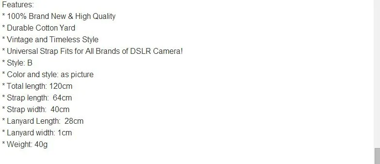 10 шт Винтаж Стиль B Камера плечевой шейный ремень для 650D 700D 600D 200D 1300D 1500D D5300 D500 D3300 D3100 D3200