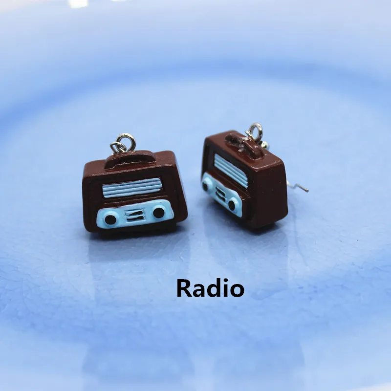 New Retro Nostalgic Home Appliance Funny Simulation Camera Phonograph Radio Earrings Female Fashion Creative Jewelry Gifts - Окраска металла: 007