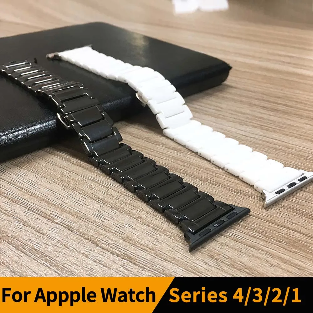 Простой классический элегантный керамический браслет для Apple Watch Band браслет с застежкой-бабочкой ремешок для часов iWatch серии 4 3 2 1