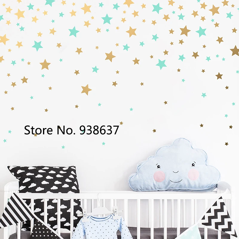 

174pcs Mixed Size Star Wall Stickers Home Decor Bedroom Removable Nursery Wall Decals Kids DIY Art Decal 2 Colors Sticker JW343