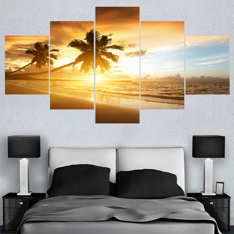 Home Decor Sunset Beach Landscape Paintings Wall Art Picture Canvas Painting Calligraphy For Living Room Bedroom | Дом и сад