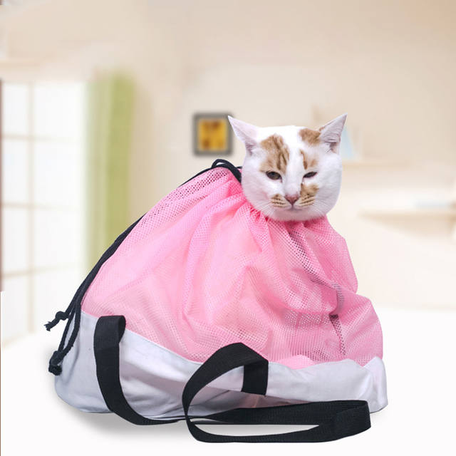 Mesh Pet Cat Grooming Nail Clipping Bathing Restraint Bag No Bite