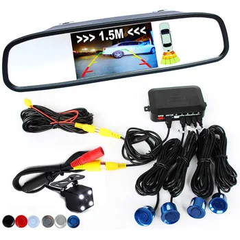 

3in1 Video Parking Assistance Sensor Backup Radar With Rear View Camera + 4.3 inch LCD Car Rearview Mirror Monitor Video Parking