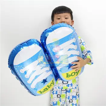 

Cute baby shoes balloons 10pcs/lot boy sport shoes girl kicks shoes helium foil globos for baby shower party kids toyLBB37&LBB38