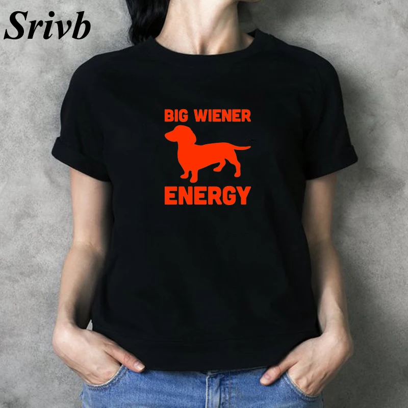 Женская хлопковая Футболка Srivb Big Wiener Energy Kawaii футболка с коротким рукавом лето 2019 |