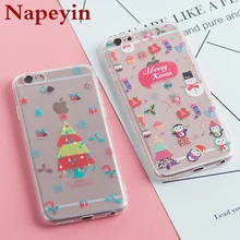 

Cute Christmas Case For iPhone X 8 Plus Back Cover Soft Silicone Santa Claus Christmas tree snowflakes Design New Year Gift Capa