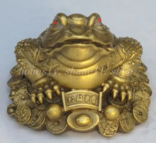 

Delicate China fengshui Brass Wealth money Golden Toad Auspicious Statue