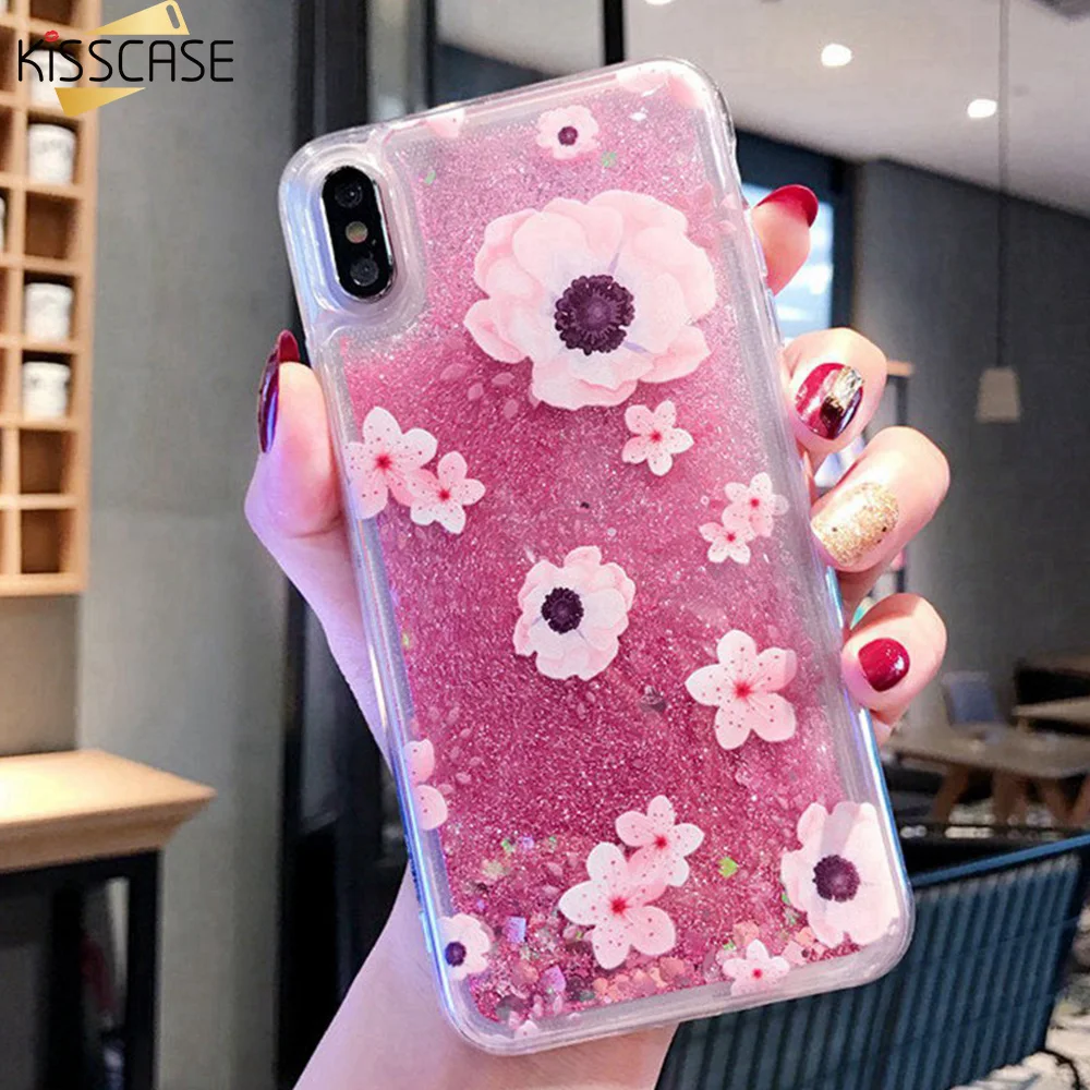 Kisscase украшение жидкий чехол с сияющими блестками для samsung S8 S9 S10 блестящий