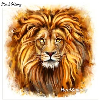 

REALSHINING Full Square Diamond 5D DIY Diamond Painting Rainbow Lion Embroidery Cross Stitch Rhinestone Mosaic Painting DM317