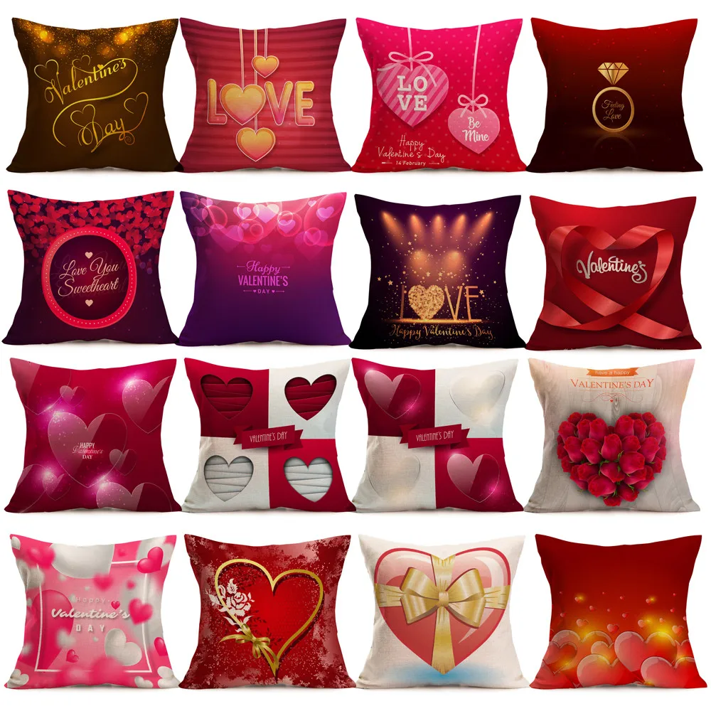 

1PC New Love Cotton Pillow Creative Pattern Gift Pillow Case Throw Pillowcase Cafe Cushion Pillow for Valentine's Day USPS