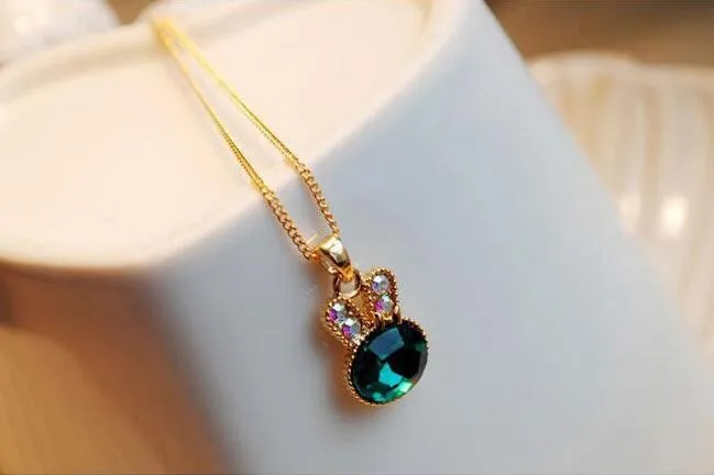 N155 Bunny Pendant Necklaces Fashion Jewelry Animal Rabbit Collares Charm Necklace Bijoux Green Crystal High Quality 2017 12 N155 Bunny Pendant Necklaces Fashion Jewelry Animal Rabbit Collares Charm Necklace Bijoux Green Crystal High Quality 2017 12